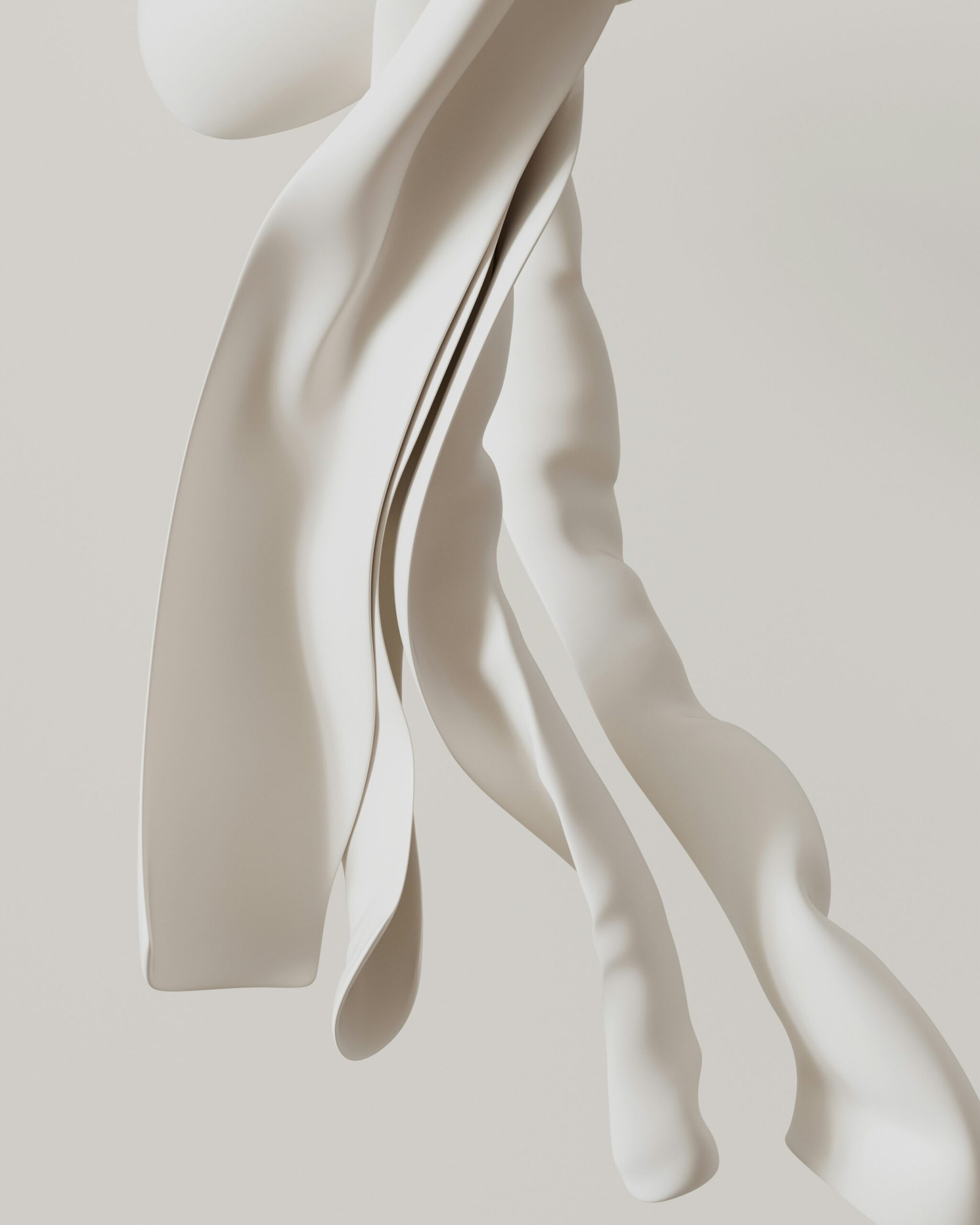 Abstract sculptural folds in soft white tones