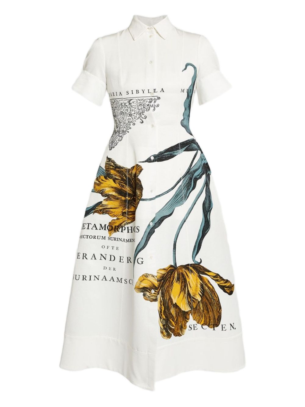 ERDEM Midi Shirt Dress with Flower Print
