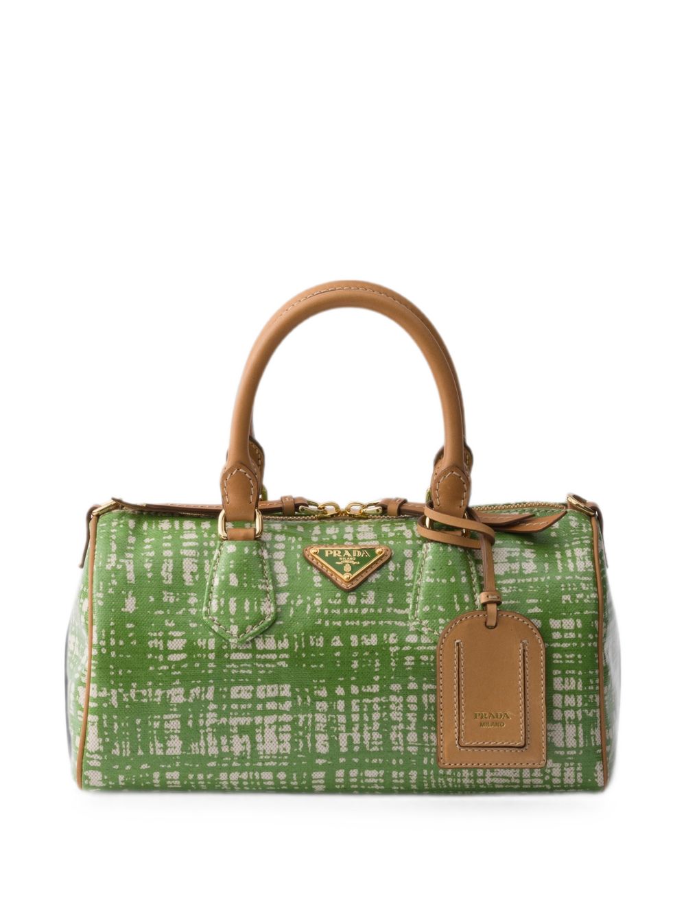 Prada linen-blend mini bag with leather handles