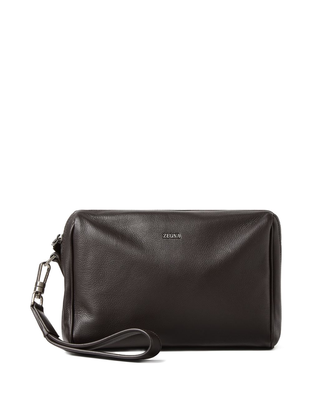 Zegna leather clutch with zip closure