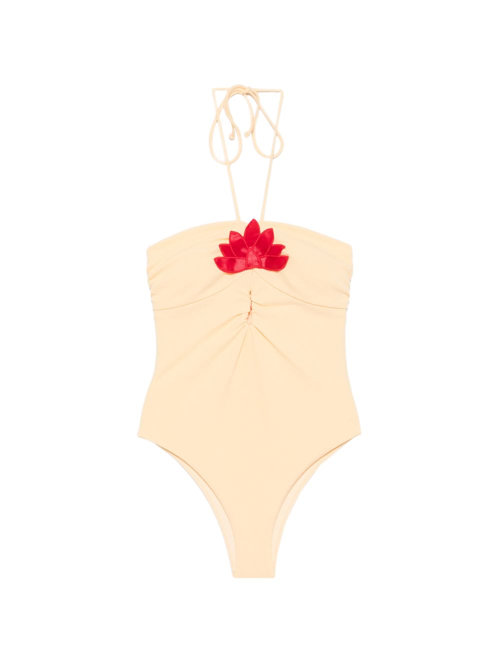 FARM Rio halterneck swimsuit with floral appliqué
