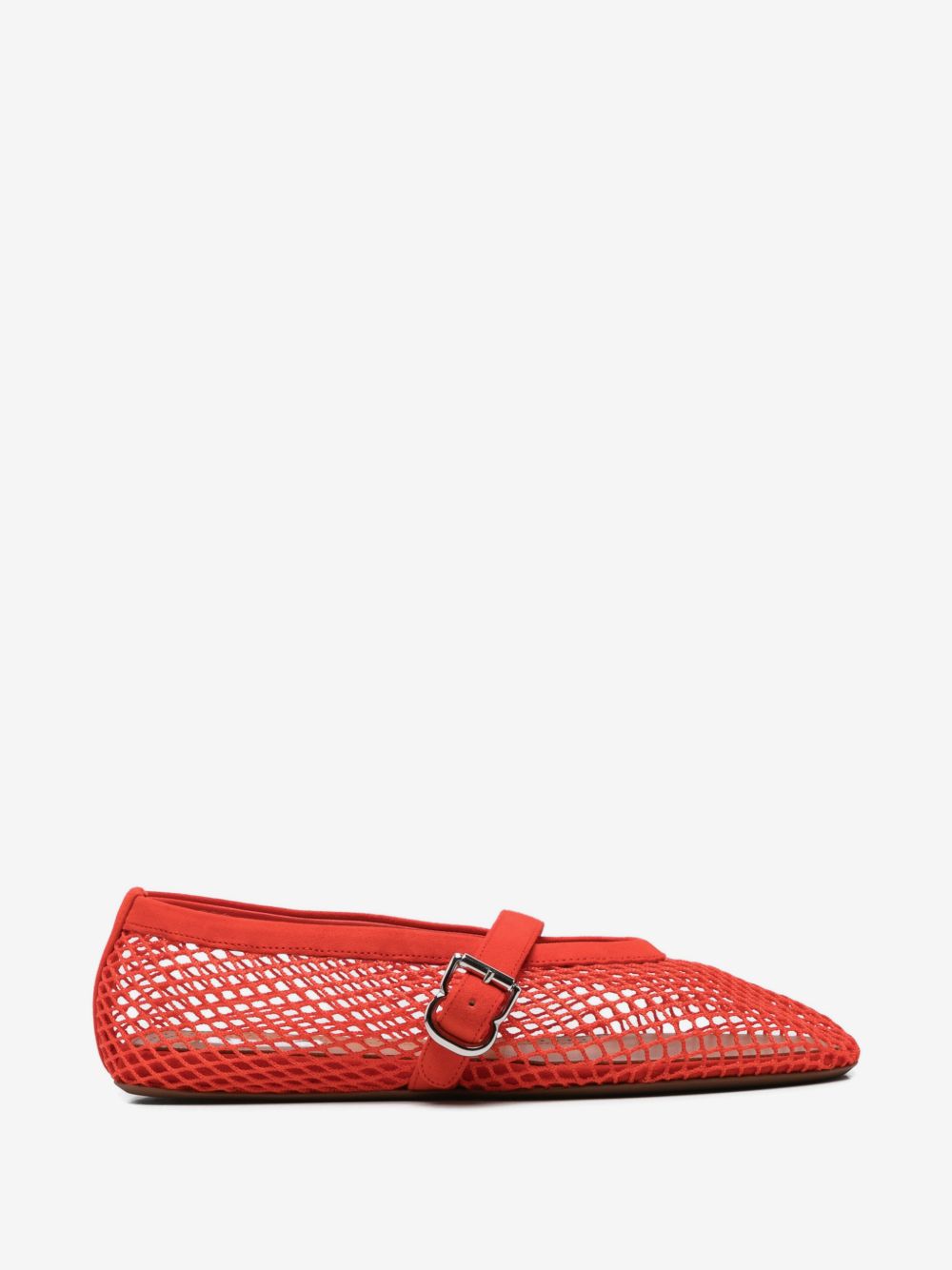 Red Alaïa mesh ballerina flats with buckle strap