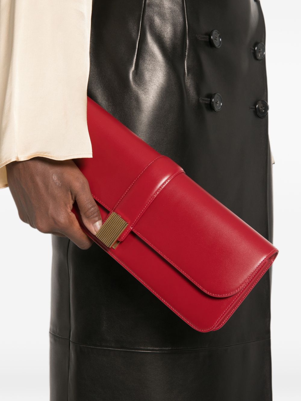 KHAITE Blake red leather clutch