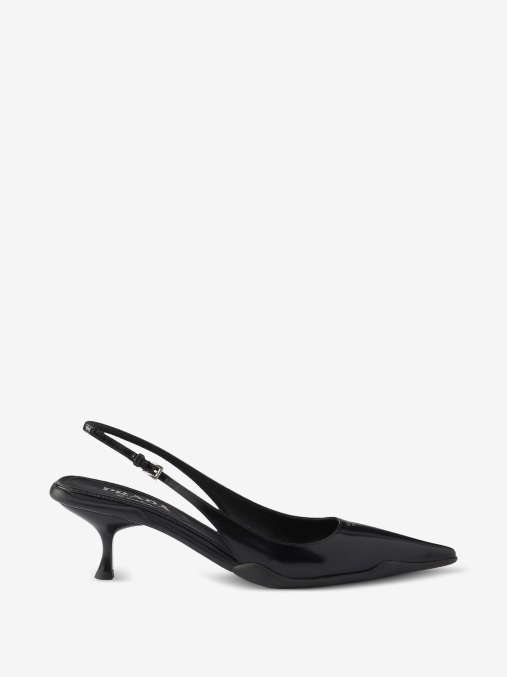 Prada black brushed leather slingback pumps luxury shoes