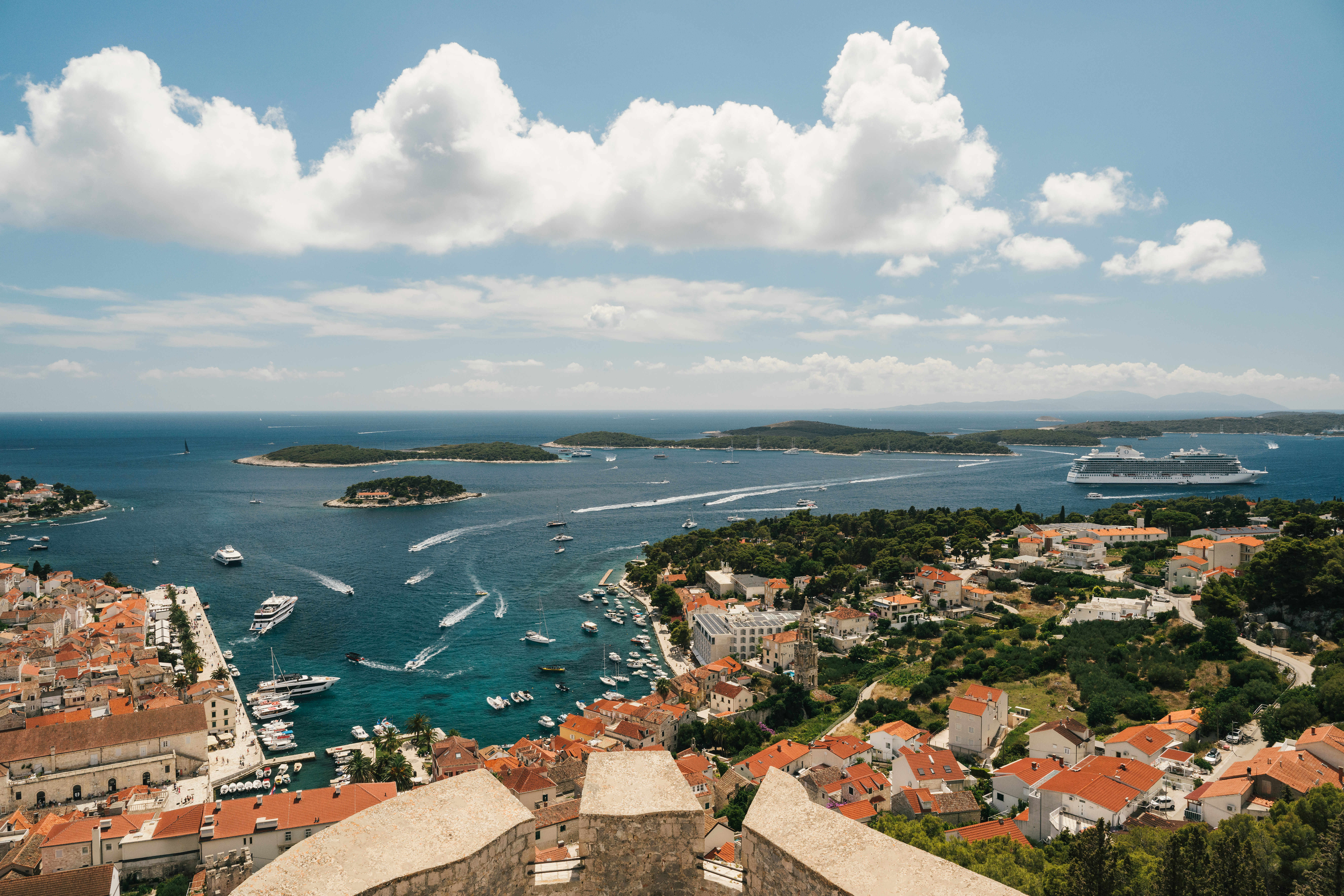 Oceania Cruises ship near Hvar Croatia