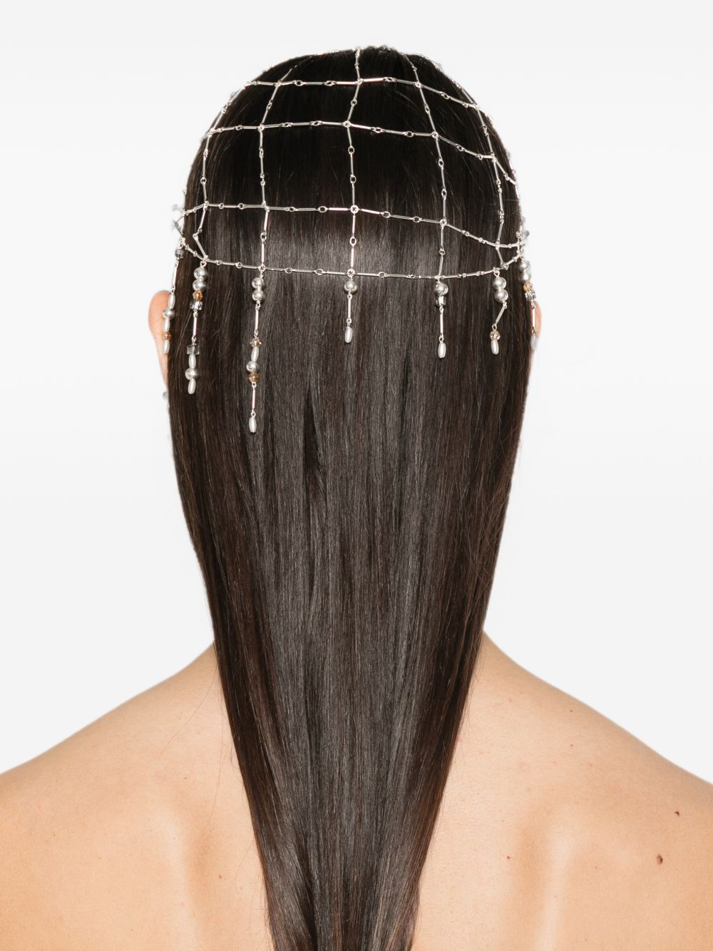 Rabanne pearl hair cap in the Dubai hair accessories edit