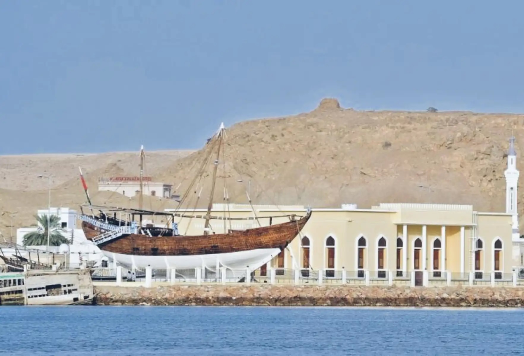 Traditional Omani dhow at Fath Al Khair Center in Sur