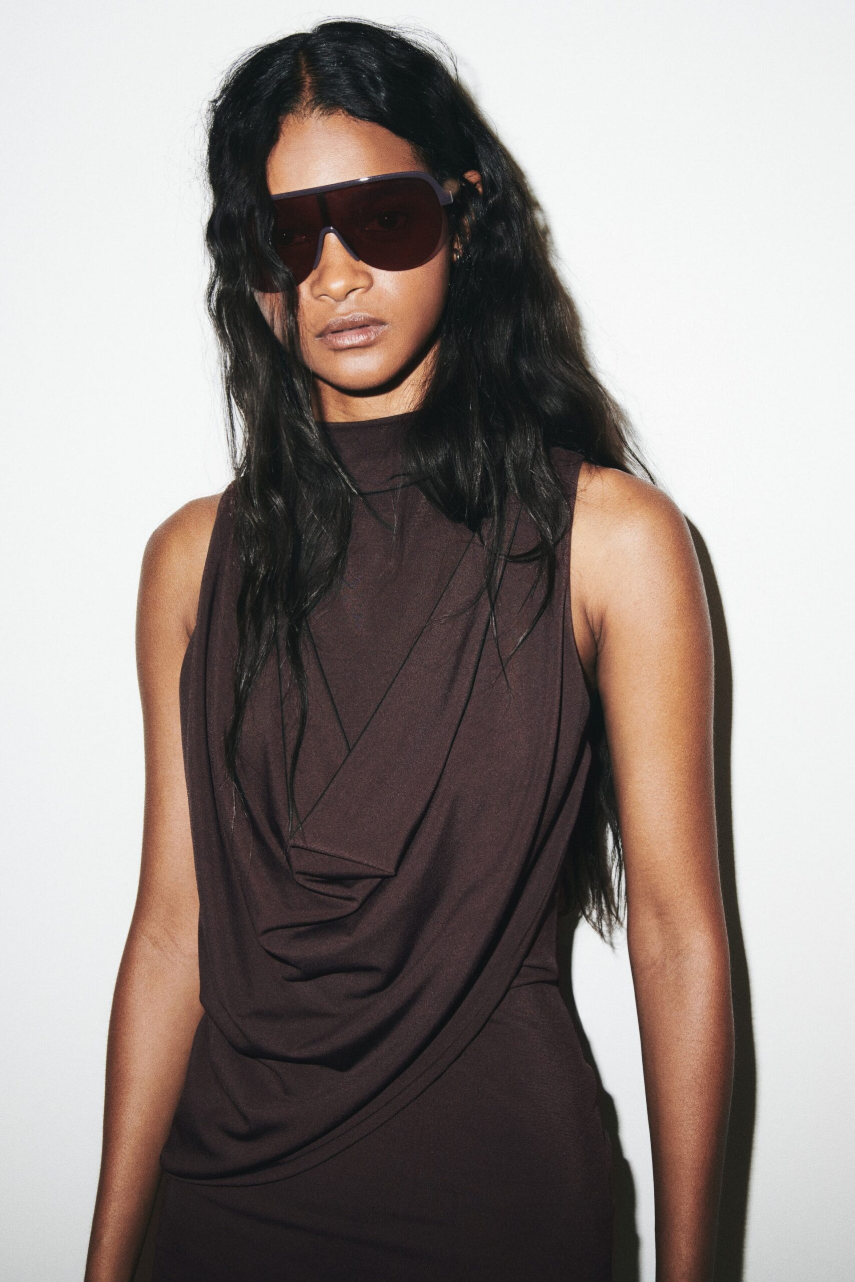 H&M dark brown draped jersey dress AED 99 Dubai
