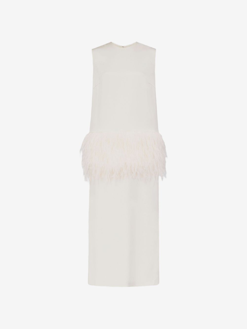 LouLou de Saison Sonia feather-trimmed midi dress