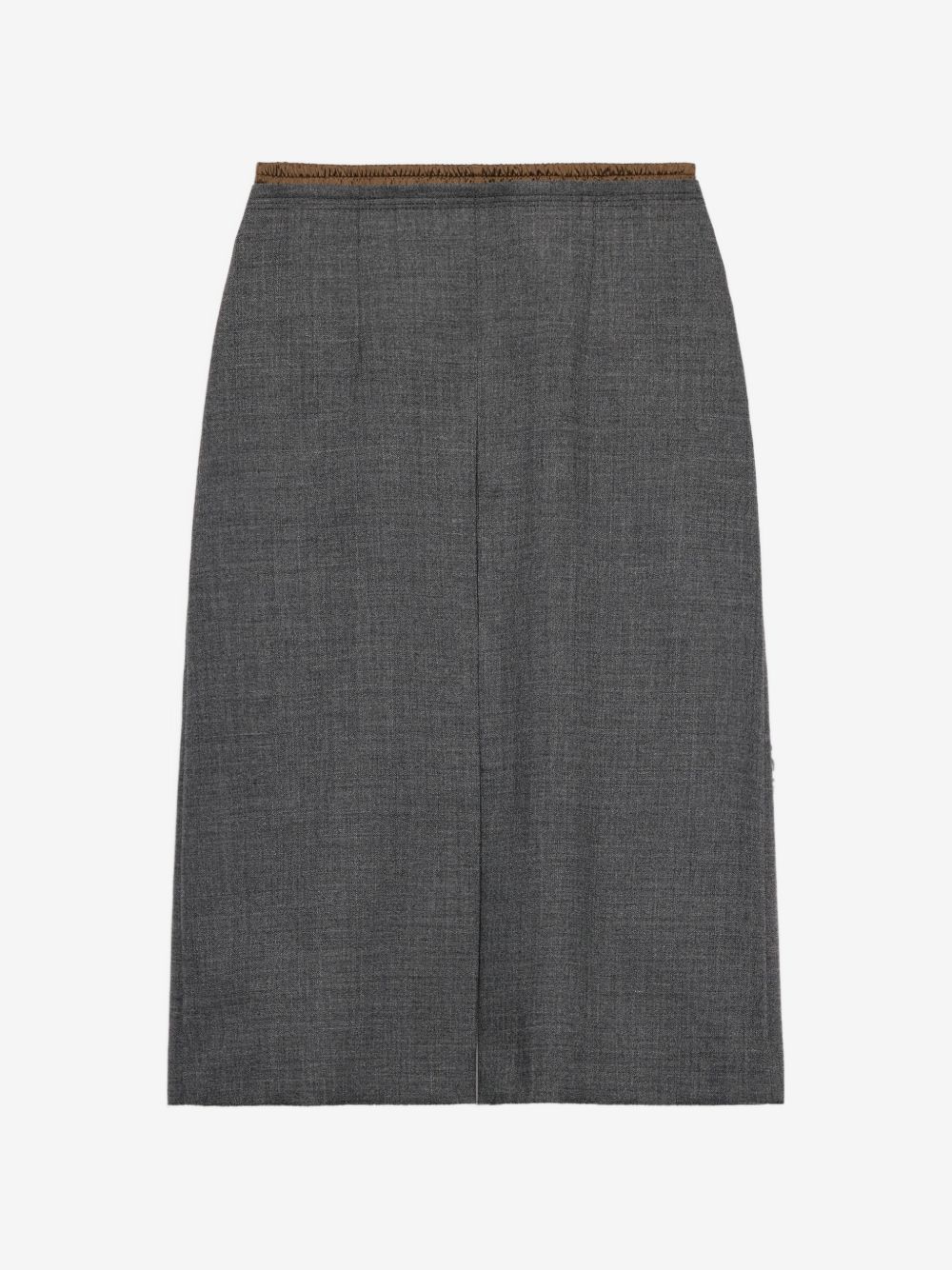 Prada grey pleated wool skirt selected for the September luxury wardrobe edit