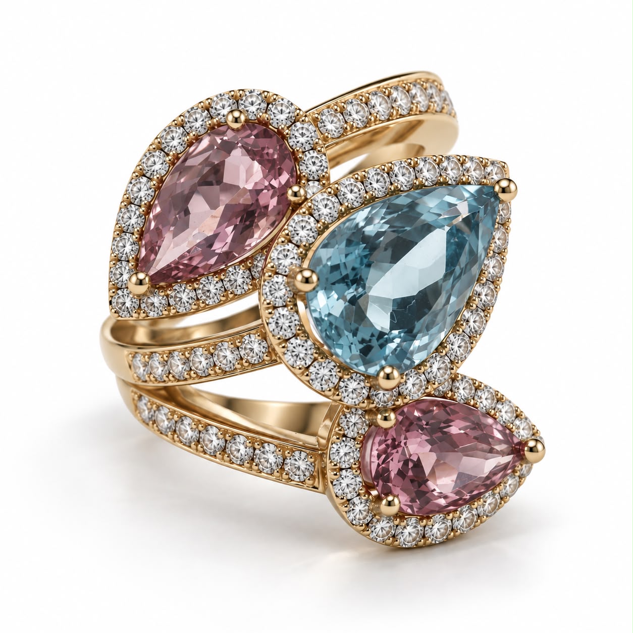 Fabio Fanfani Gioielli pink and blue gemstone statement ring