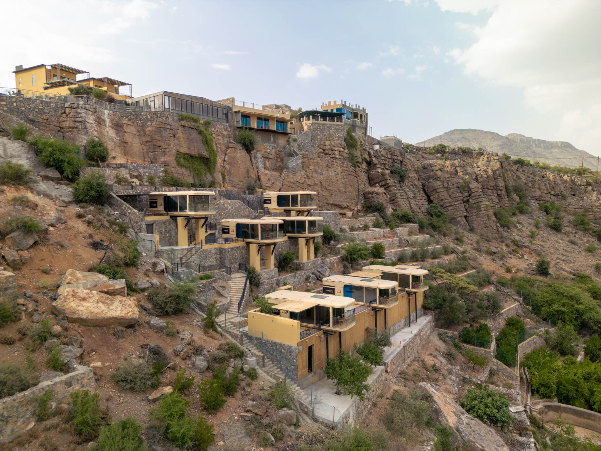 Contemporary mountain accommodation at Aloevera DCamp Oman