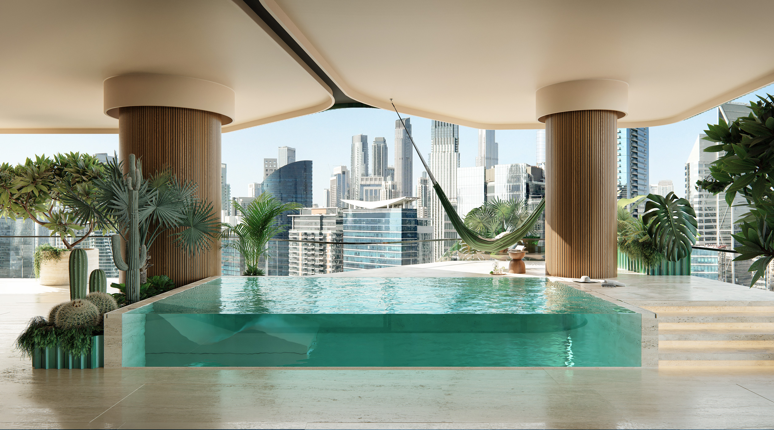EYWA Tree of Life penthouse pool terrace rendering