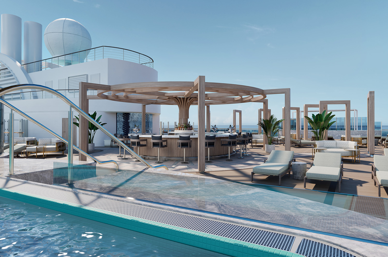 Planned adults-only Vibe Beach Club area aboard Norwegian Bella and Norwegian Aura