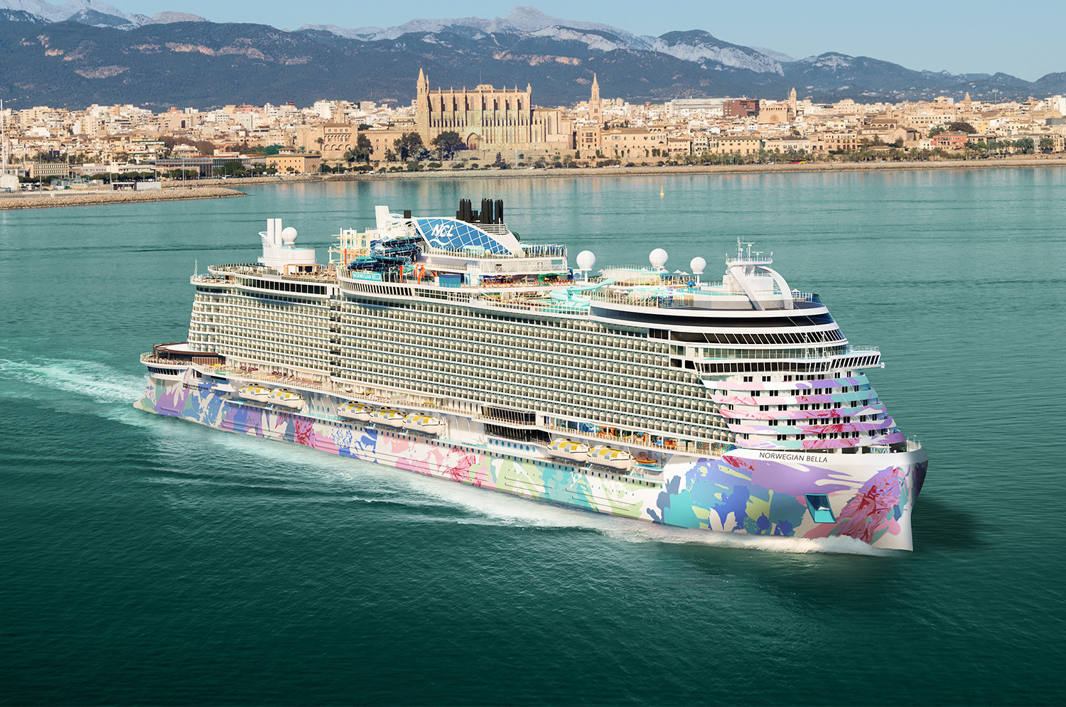 Norwegian Bella official rendering near Palma de Mallorca