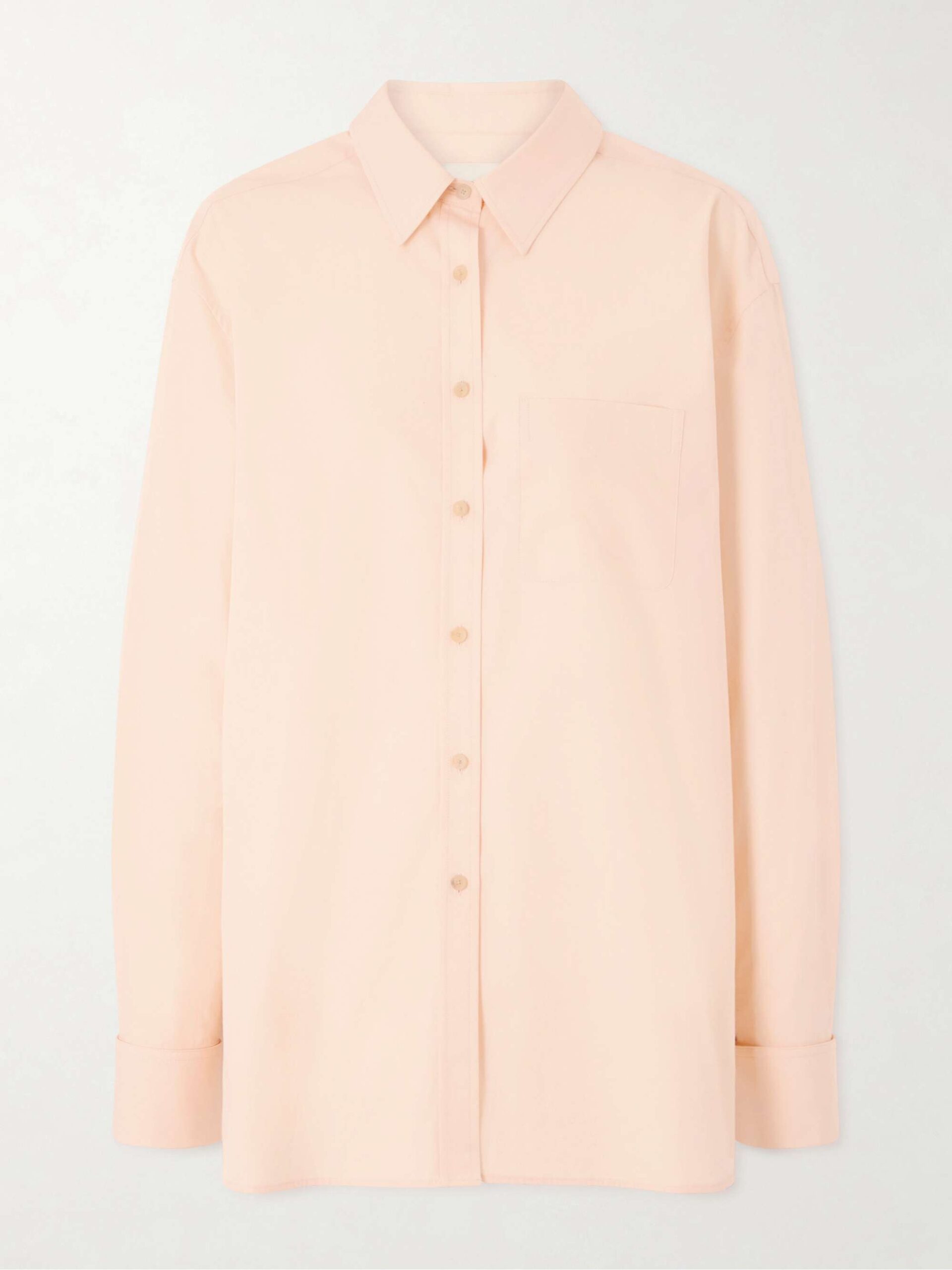 KHAITE Newton peach-pink cotton shirt, front product view