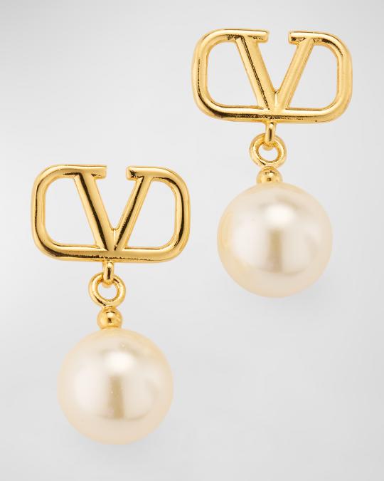 Valentino Garavani VLogo Signature pearl earrings, alternate close-up