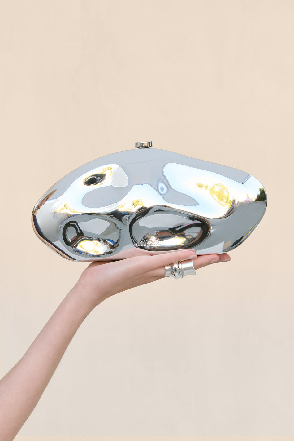 CULT GAIA Caldera Clutch in Silver — product and styling photograph 3