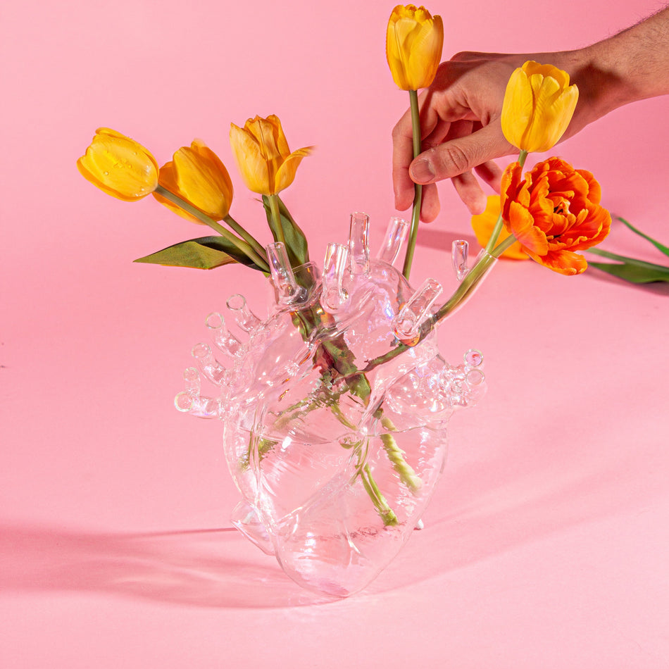 SELETTI Love in Bloom Glass Vase — product and styling photograph 2