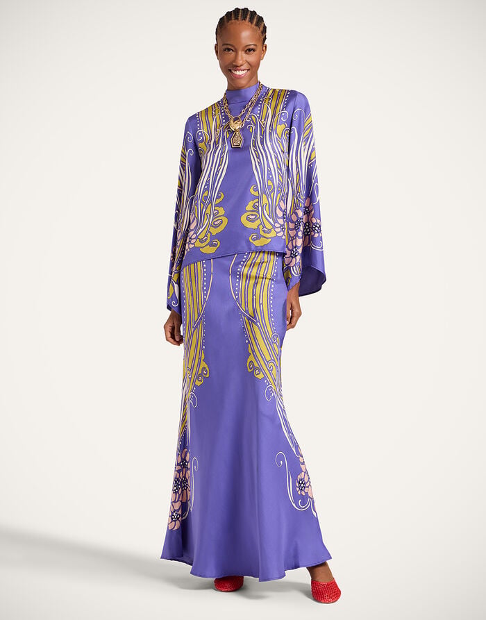 LA DOUBLEJ Sleek Skirt in Atlantis Print — hero view