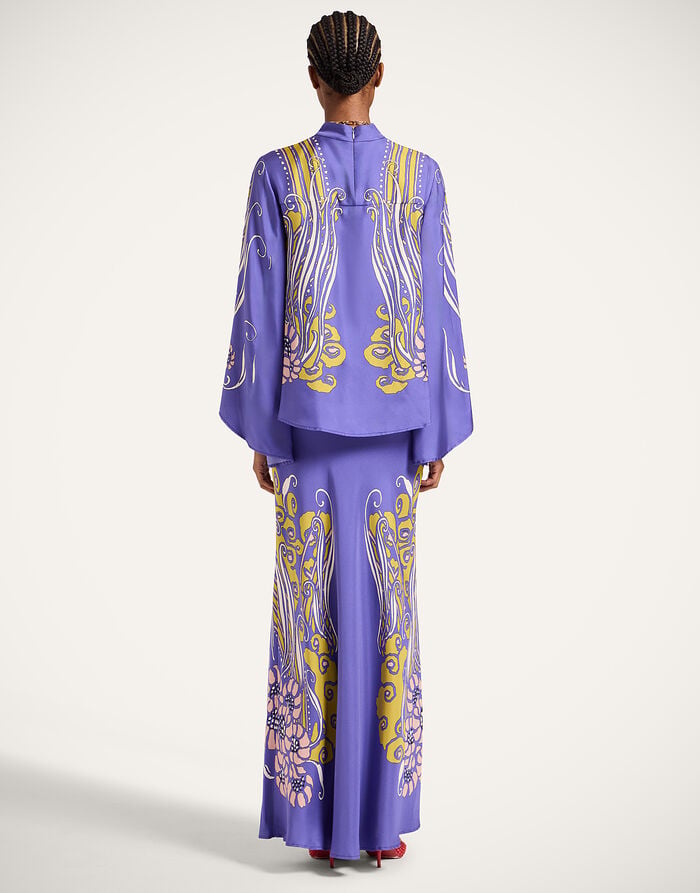 LA DOUBLEJ Sleek Skirt in Atlantis Print — product and styling photograph 2