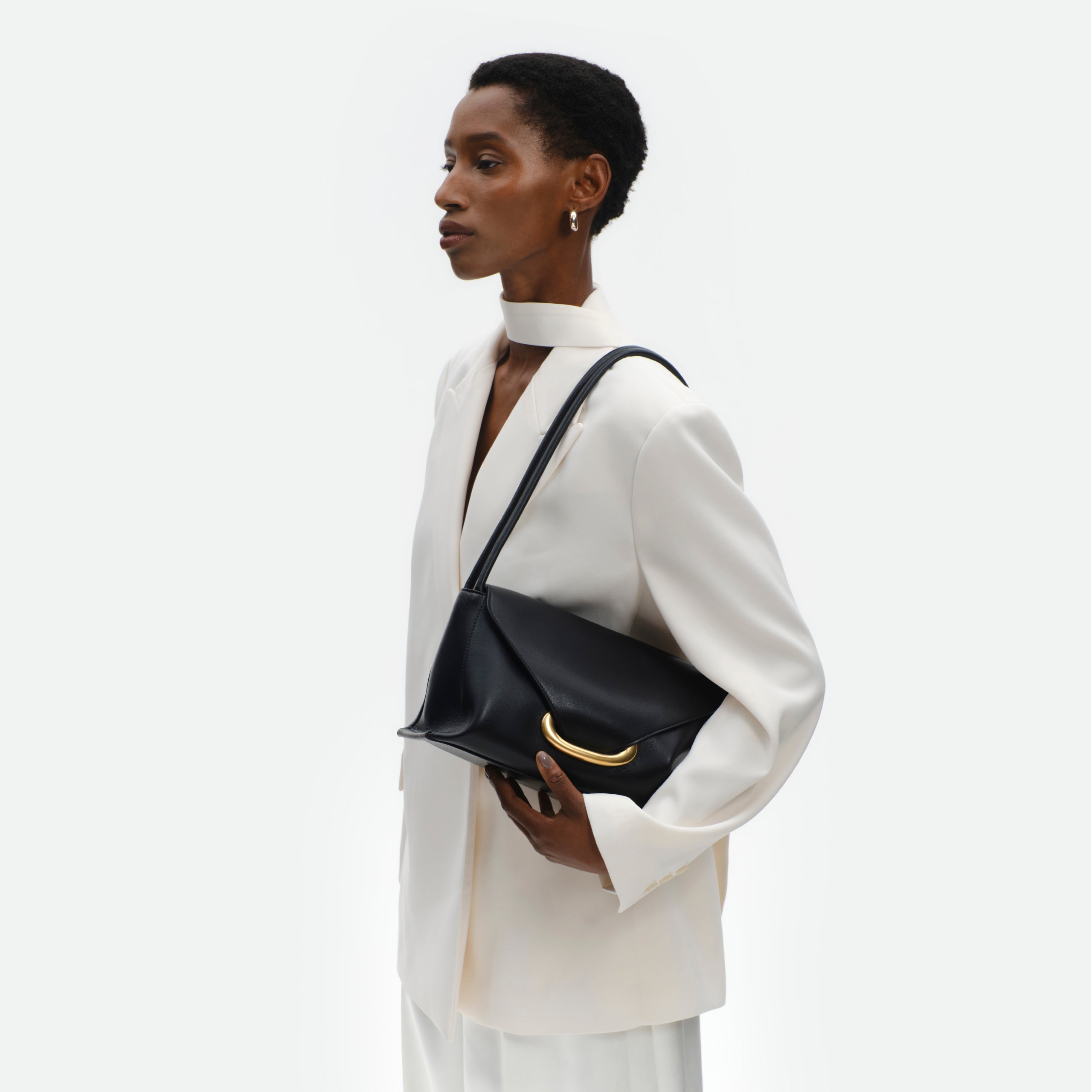 WANDLER Veneto Black Leather Bag — product and styling photograph 3