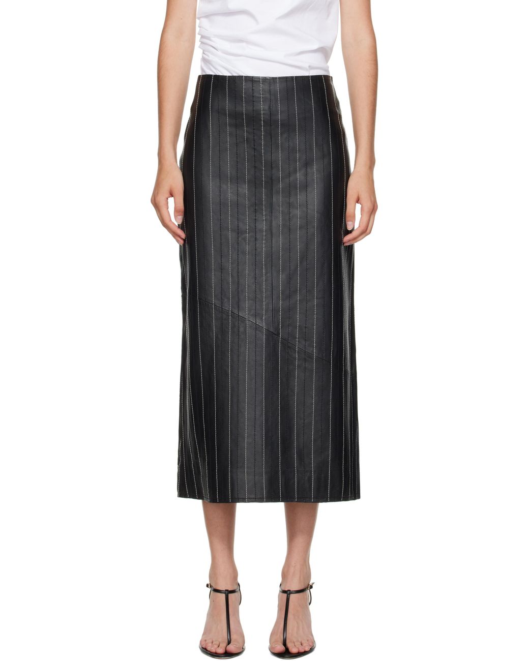 Victoria Beckham leather midi skirt