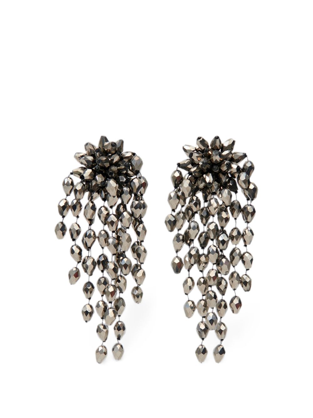 Isabel Marant Hanabi cascading glass bead statement earrings in grey
