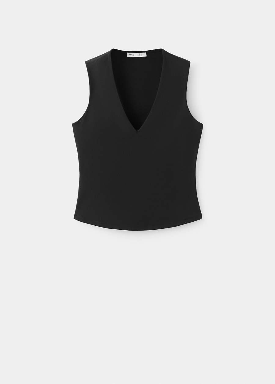 Mango UAE black fitted V-neck sleeveless top AED 99