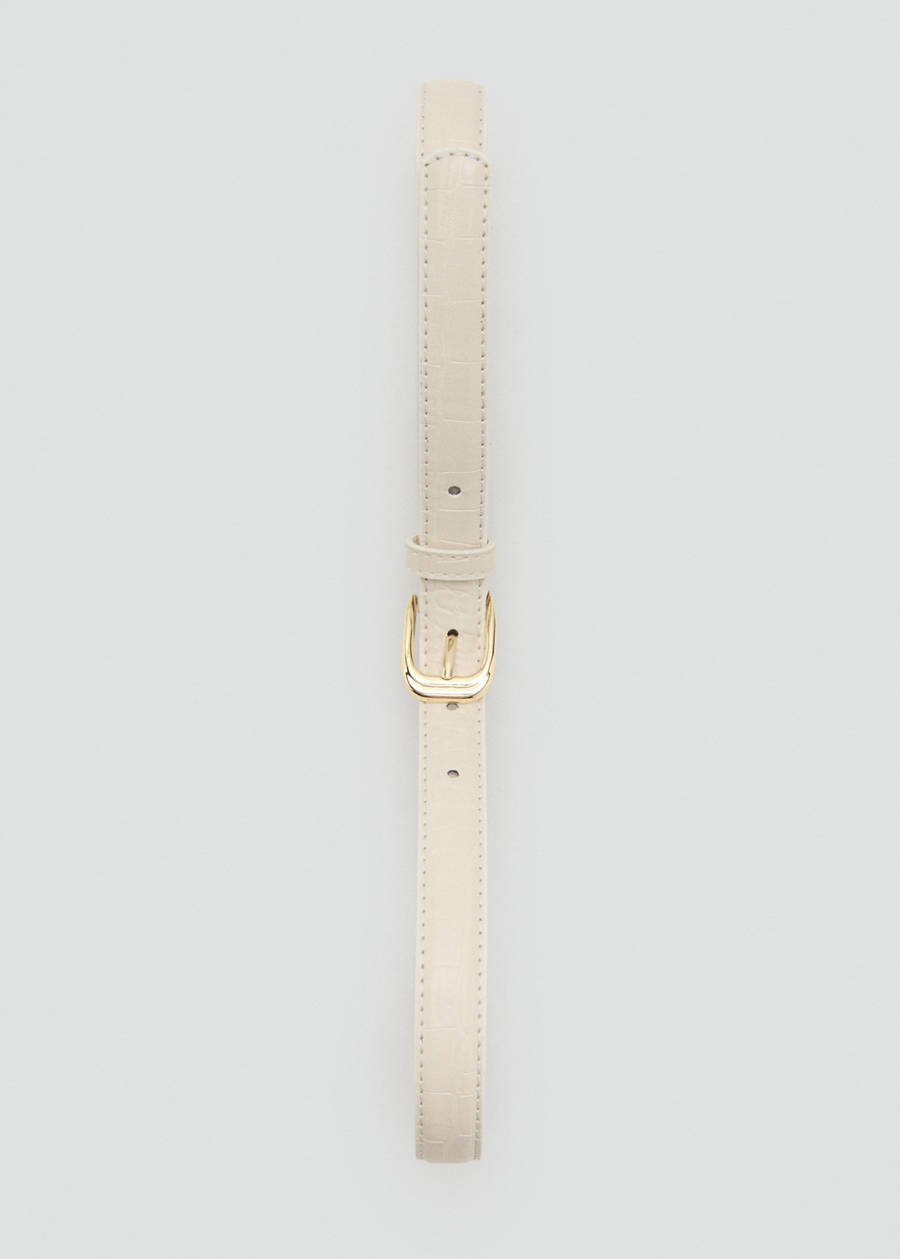 Mango UAE ecru faux crocodile-effect slim belt AED 99