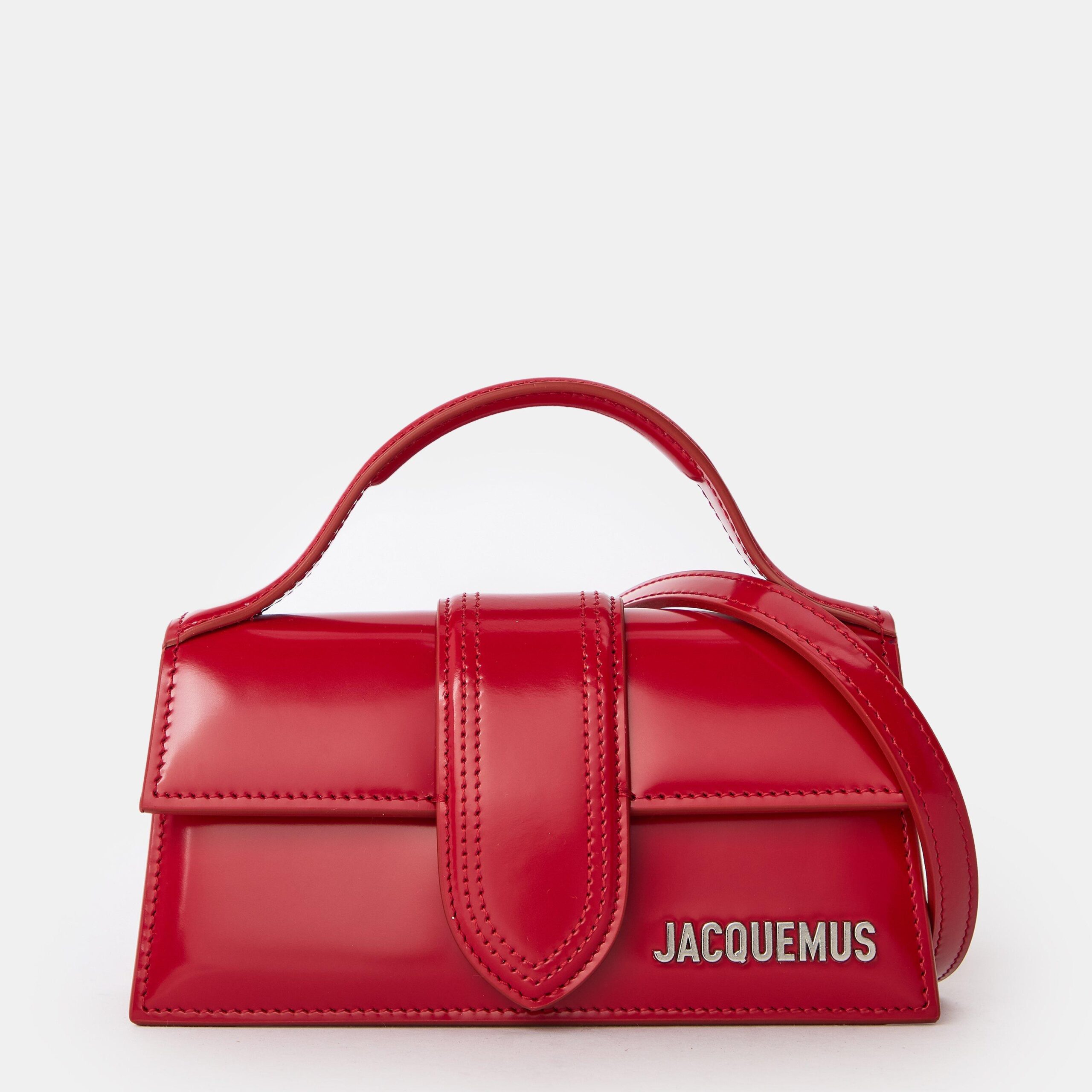 Jacquemus Le Bambino structured ruby red patent-leather mini bag