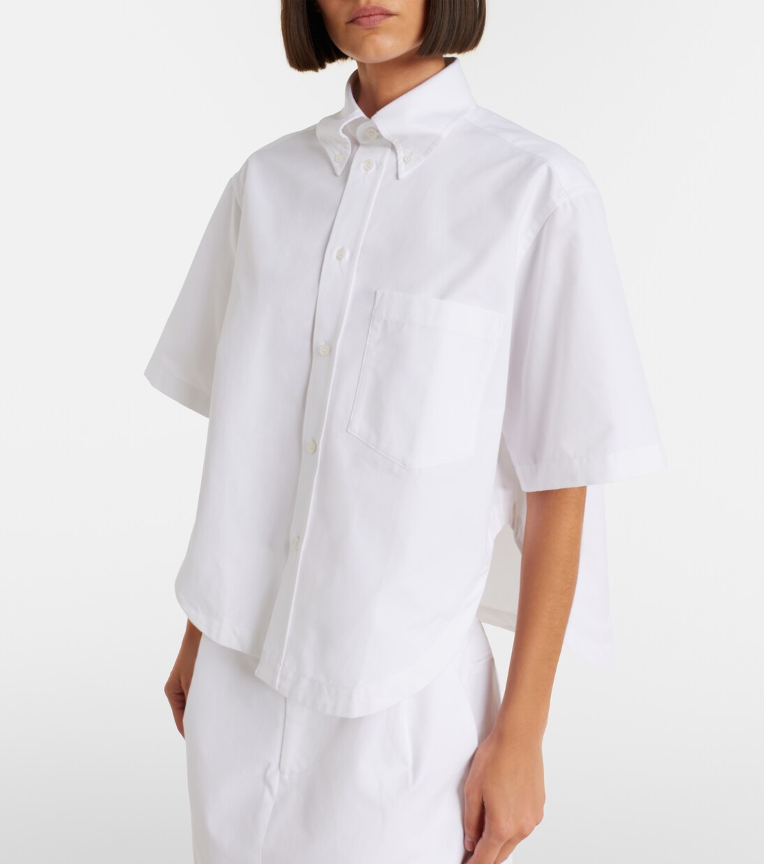 Victoria Beckham oversized white organic cotton short-sleeved shirt with chest pocket