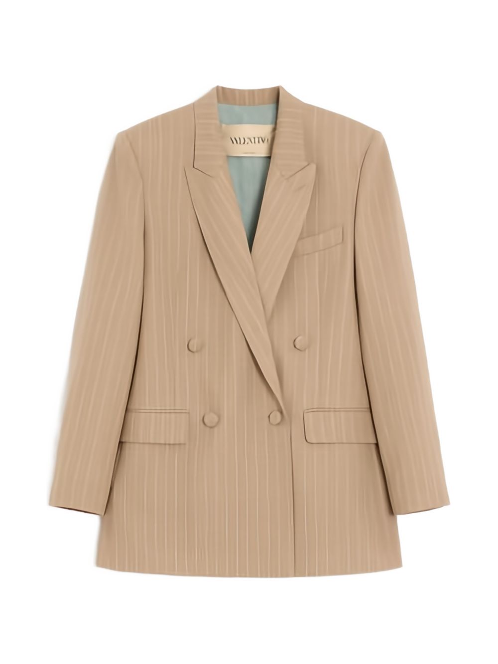 Valentino Garavani beige faded pinstripe double breasted wool jacket on FARFETCH